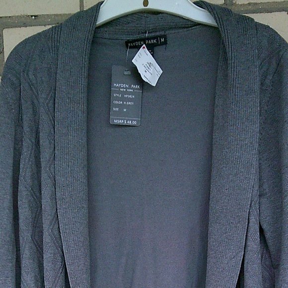 Heather Gray Long Sleeve Open Front Knit Cardigan - Picture 2 of 4